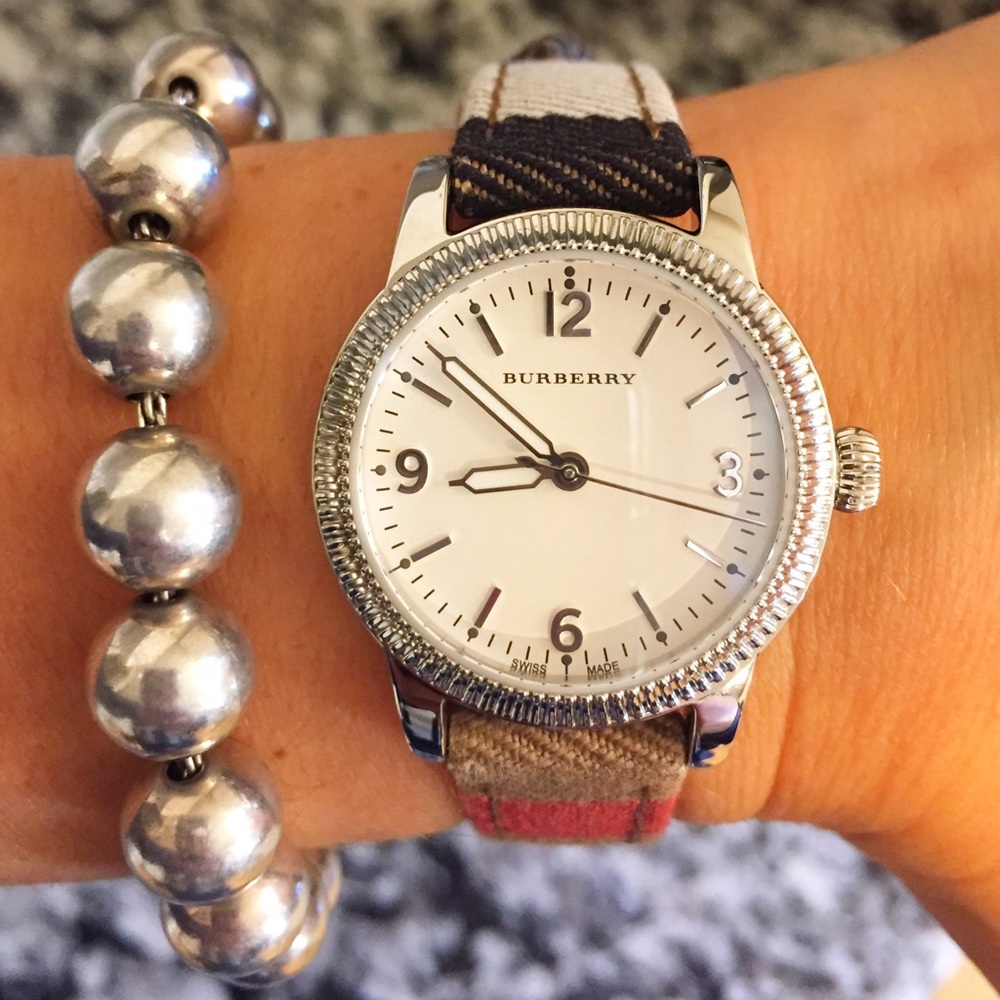 Burberry Housecheck Fabric Leather Steel Watch